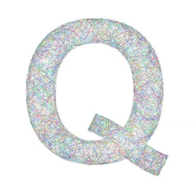 Renkli kroki yazı tipi tasarım - harf Q