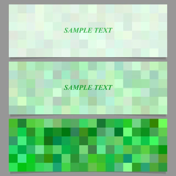 Green square mosaic pattern banner background set — Stock Vector