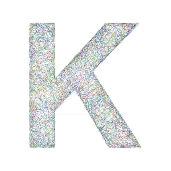 Colorful sketch font design - letter K — Stockvector