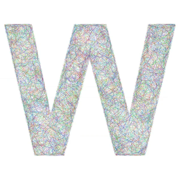 การออกแบบตัวอักษรสเก็ตช์สีสัน - ตัวอักษร W — ภาพเวกเตอร์สต็อก