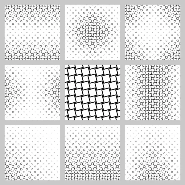 Black and white angular square pattern set — Stock Vector