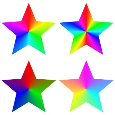 Abstract isolated gradient rainbow star set clipart