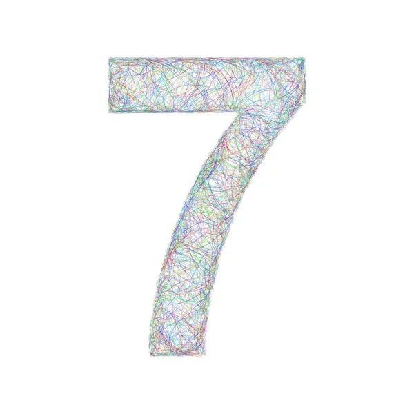 Kleurrijke schets lettertype ontwerp - nummer 7 — Stockvector