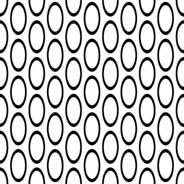 Siyah ve beyaz Dikişsiz soyut dikey geometrik desen - vektör elips yüzük arka plan grafiği