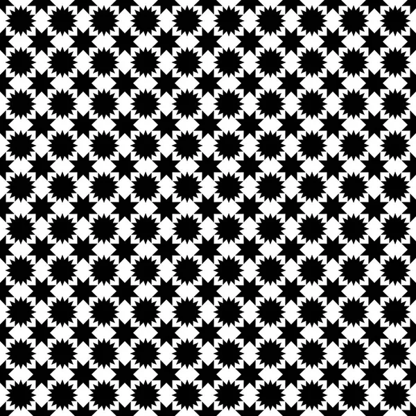 Black and white seamless star pattern - geometric monochrome vector background design — Stock Vector