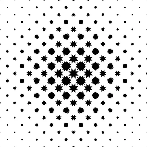 Black and white seamless star pattern - geometric monochrome vector background design — Stock Vector