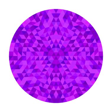 Yuvarlak geometrik üçgen kaleydoskop mandala tasarım - simetrik vektör desen dijital sanat renkli üçgenler