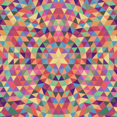 Dairesel geometrik üçgen mandala arka plan - simetrik vektör desen dijital tasarım üçgenler