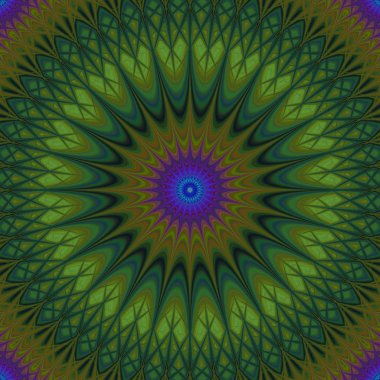 Psychedelic mandala fraktal arka plan - kaleydoskop vektör desen grafiği, kıvrımlı yıldız