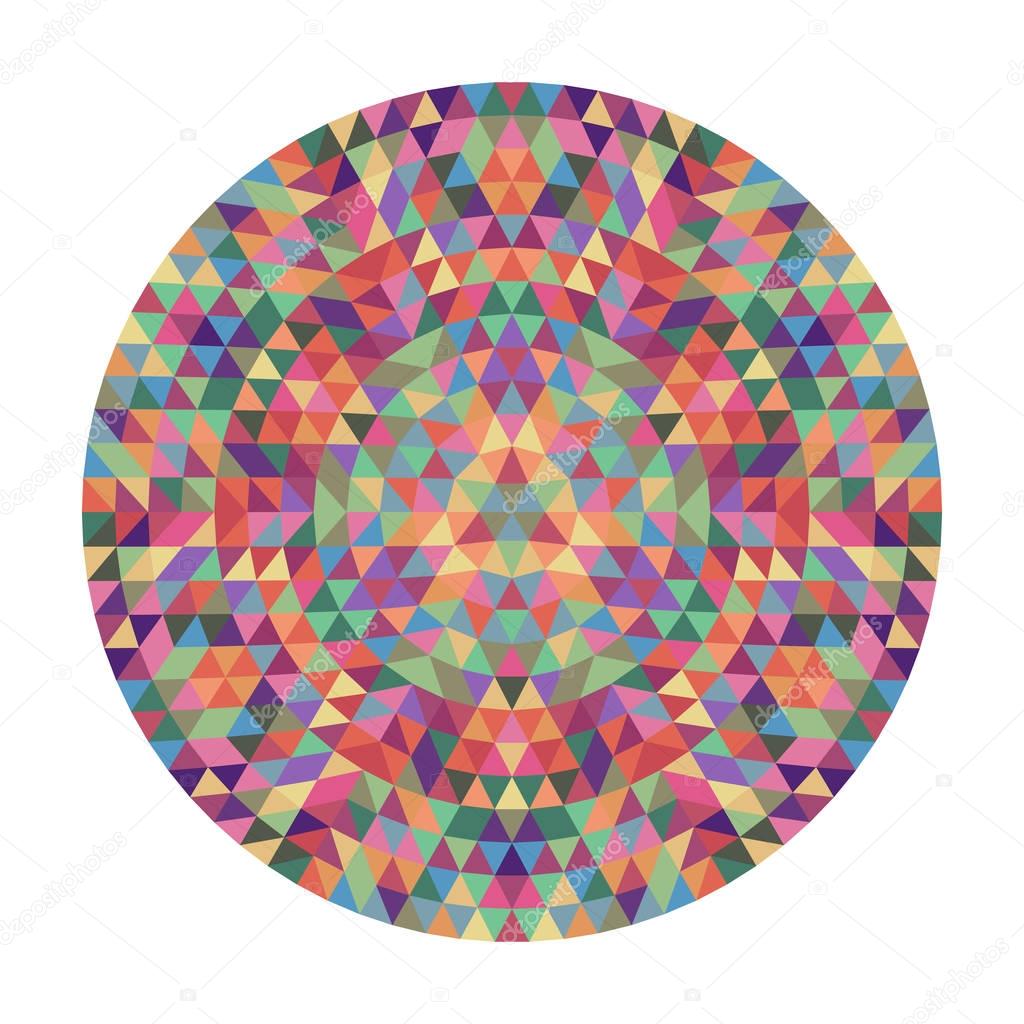 Round geometric triangle mandala design - symmetric vector pattern graphic art from triangles