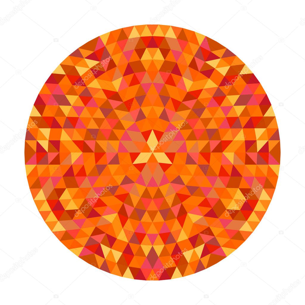 Circular geometrical triangle mandala design - symmetric vector pattern art from color triangles