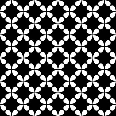 Seamless siyah beyaz kıvrımlı yıldız modeli - yarım ton vektör arka plan