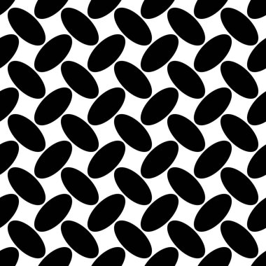 Siyah ve beyaz kesintisiz geometrik elips desen - vektör arka plan Diagonal oval şekil kavisli.