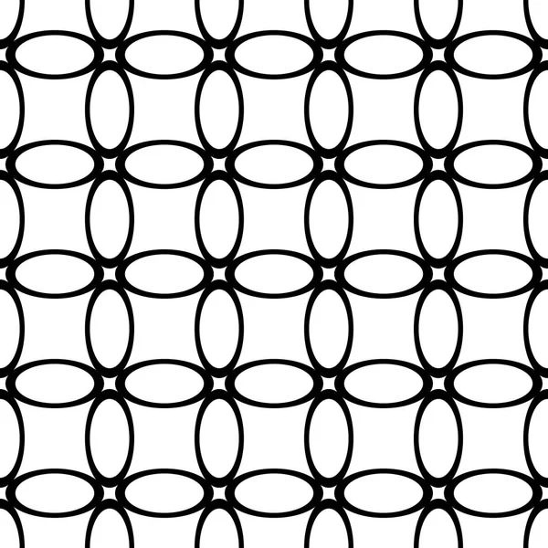 Grille d'ellipse géométrique sans couture noire et blanche - fond vectoriel à partir de formes ovales incurvées — Image vectorielle