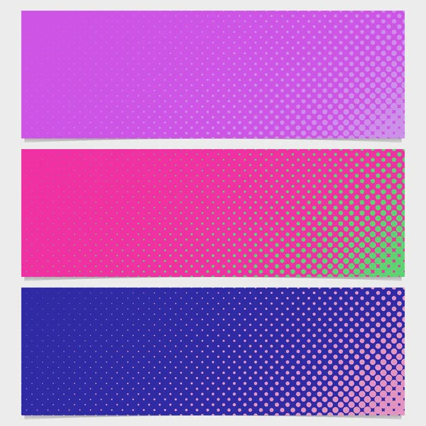 Halftone dot pattern banner background set - vector graphic from circles — Stock Vector