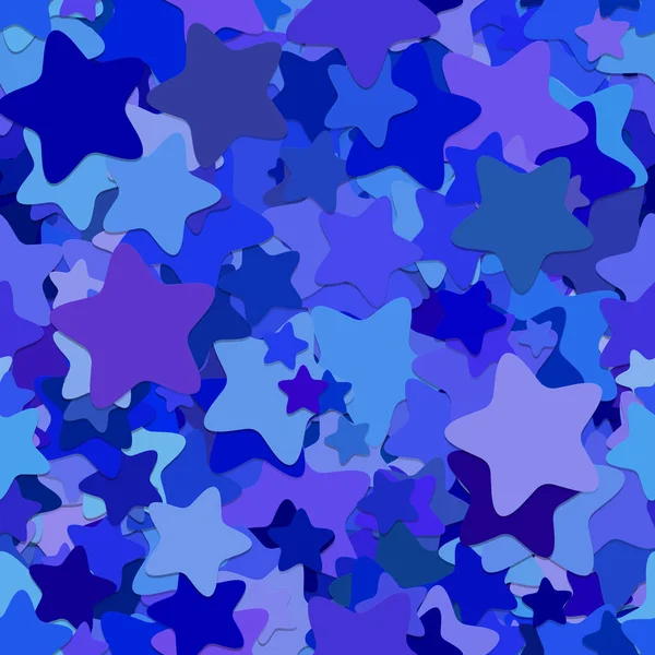 Modèle d'étoile géométrique sans couture - motif vectoriel à partir d'étoiles pentagramme arrondies bleues — Image vectorielle