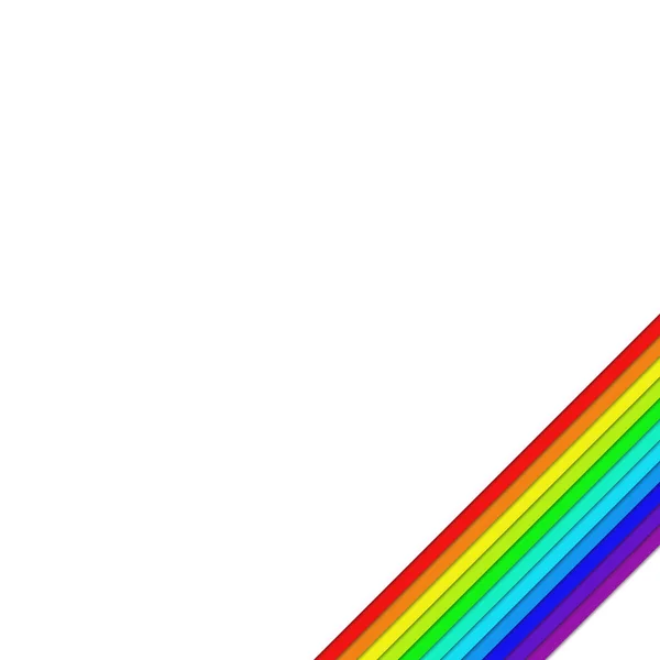 Weißer Hintergrund Eckdesign mit diagonalen Regenbogenfarbstreifen - Vektorgrafik — Stockvektor