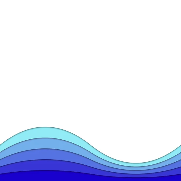 Pozadí šablony z zakřivené vrstev v modrých tónech - vektorová grafika brožury s efektem stínování pro spa koncept značky — Stockový vektor