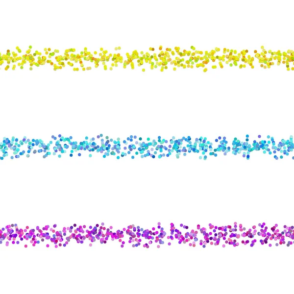 Ensemble de conception de ligne de séparateur de texte sans couture de modèle de point chaotique éléments de conception vectorielle de cercles colorés — Image vectorielle