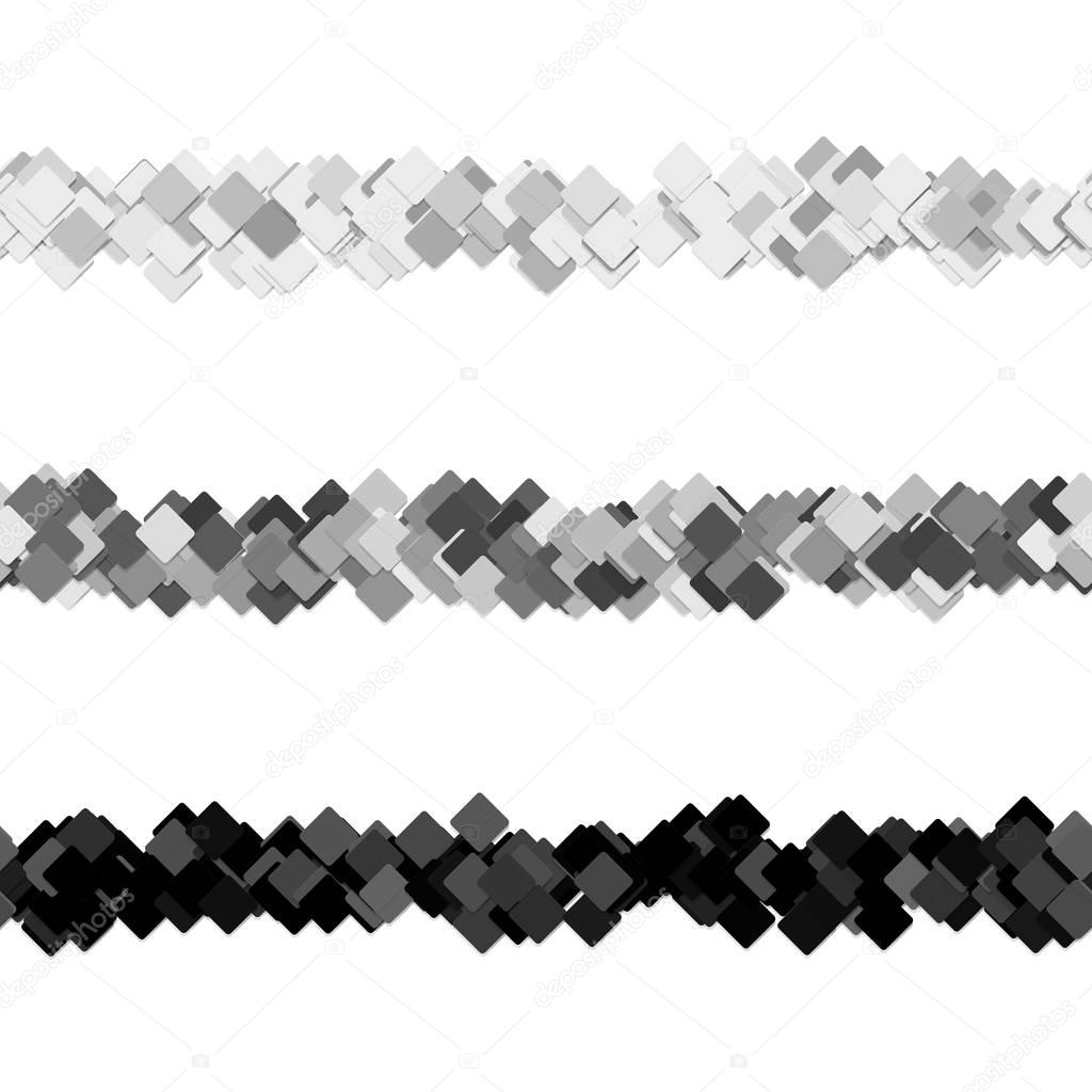 Repeatable random square pattern page separator line design set - vector graphic elements from diagonal squares
