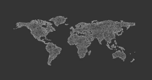 Dibujo del diseño del mapa del mundo a partir de líneas curvas - ilustración vectorial — Vector de stock
