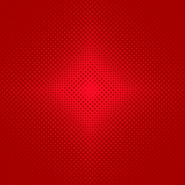 Red symmetrical halftone circle pattern background - vector graphic design from circles in varying sizes — Stock Vector