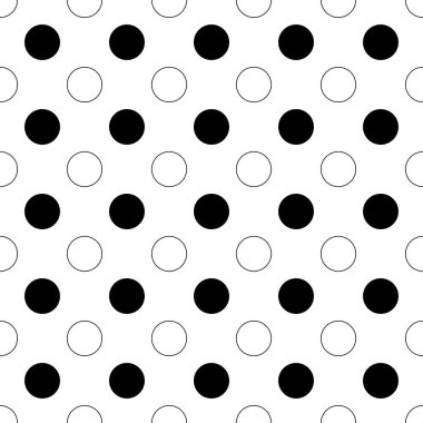 Sorunsuz soyut siyah beyaz puantiyeli desen - yarım ton vektör arka plan grafiği daireler