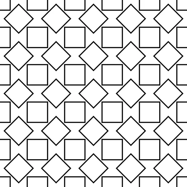 Nahtlose abstrakte schwarz-weiße quadratische Muster - Halbtonvektorhintergrund aus rotierten Quadraten — Stockvektor