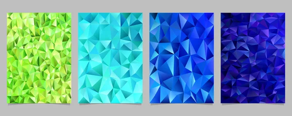 Abstract irregular triangle tile flyer template set - vector brochure backgrounds from colored triangles — стоковый вектор