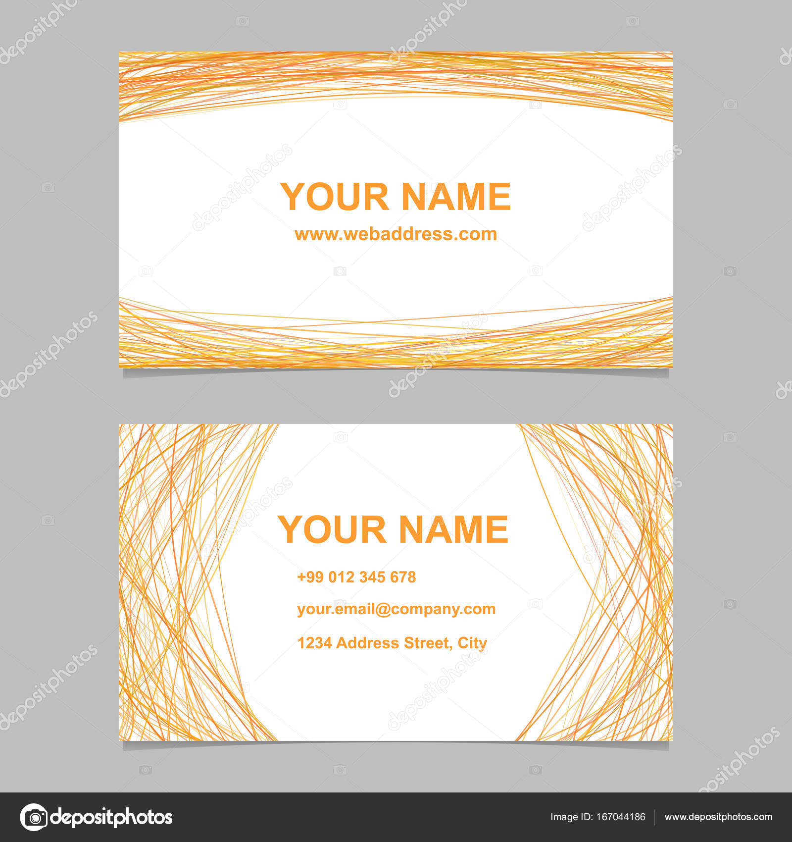 色の名刺テンプレート デザイン セット ホワイト バック グラウンドにアーチ型の線がベクトル コーポレート カード グラフィック ストックベクター C Davidzydd 167044186