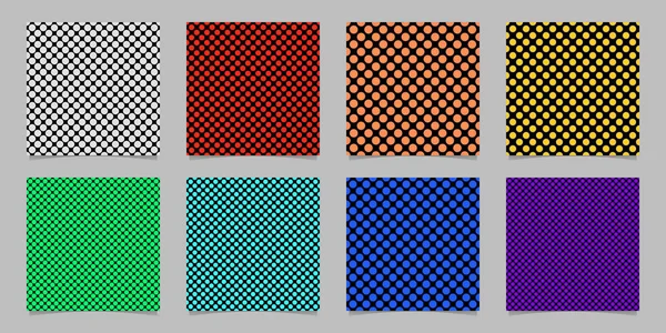 Conjunto de diseño de fondo de patrón de lunares sin costura abstracto simple - colección de vectores cuadrados de círculos de colores — Archivo Imágenes Vectoriales