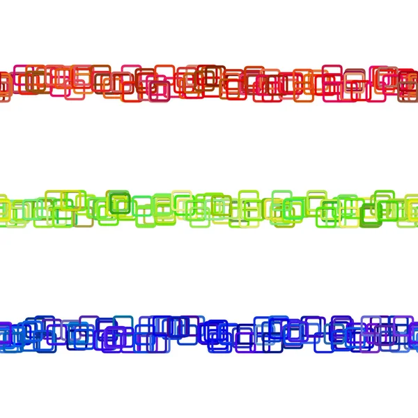 Herhaalbare vierkante patroon lid lijn ontwerp regelset - decoratie vectorelementen uit gekleurde afgeronde vierkantjes — Stockvector