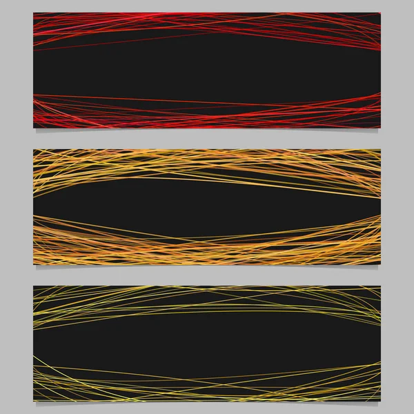 Абстрактный набор шаблонов фона баннера - векторная иллюстрация со случайными арочными полосами на черном фоне — стоковый вектор