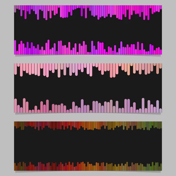 Цветной набор шаблонов фона баннера - горизонтальная графика с вертикальных линий на черном фоне — стоковый вектор