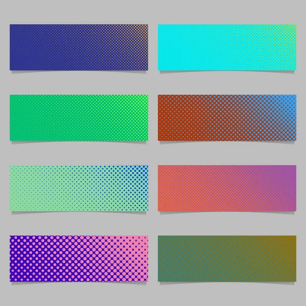 Conjunto de diseño de fondo de plantilla de banner de patrón de punto de medio tono abstracto digital - gráficos vectoriales rectangulares horizontales — Archivo Imágenes Vectoriales