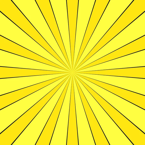 Fondo abstracto geométrico de explosión de estilo cómico amarillo - gráfico vectorial con líneas radiales — Vector de stock