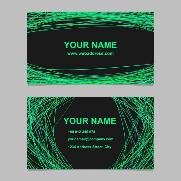 Abstrakte Farbe Visitenkarten-Design-Set - Vektor-Identitätsdesign mit geschwungenen Linien auf schwarzem Hintergrund — Stockvektor