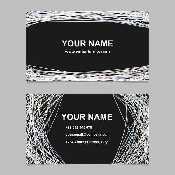 Buntes Design-Set für Visitenkarten - Vektorgrafik mit geschwungenen Streifen auf schwarzem Hintergrund — Stockvektor
