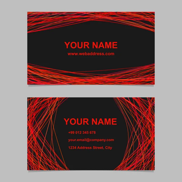 Conjunto de design de modelo de cartão de visita abstrato - ilustração de cartão de identidade vetorial com linhas curvas vermelhas — Vetor de Stock