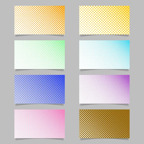 Färg abstrakt halvton cirkel mönster visitkort bakgrunden design set - namecard vektorgrafik med färgade prickar — Stock vektor