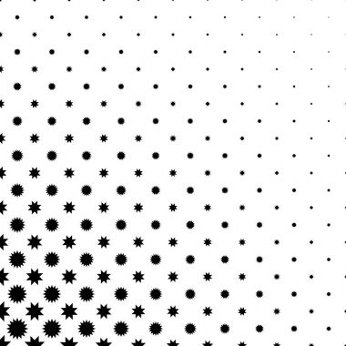 Siyah ve beyaz soyut yıldız desen - geometrik tek renkli arka plan grafiği çokgen şekilleri