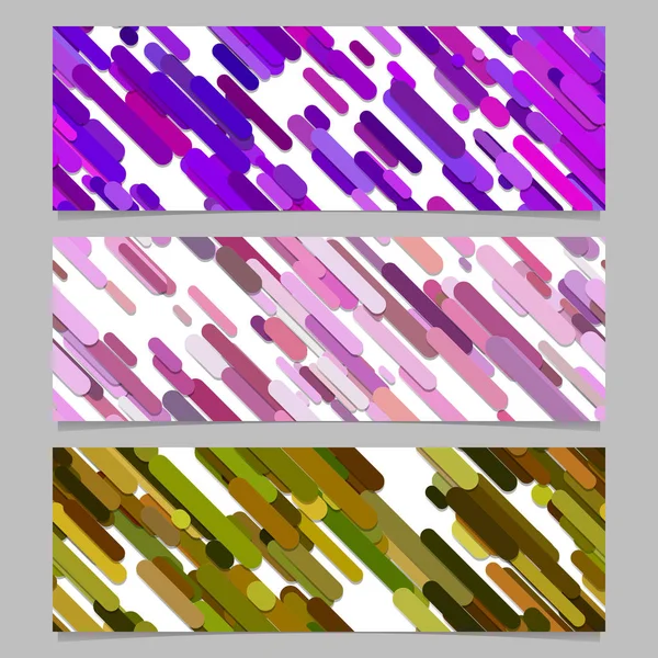 Moderno conjunto de diseño de fondo de banner de rayas diagonales aleatorias sin costura - gráficos vectoriales rectángulos horizontales — Vector de stock