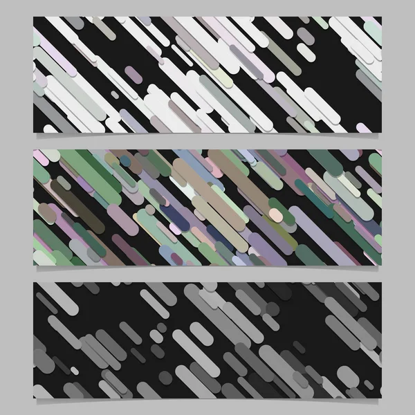 Nahtlose zufällige diagonale Streifen Muster Banner Hintergrund Vorlage Design-Set - Vektorgrafiken aus abgerundeten Streifen — Stockvektor