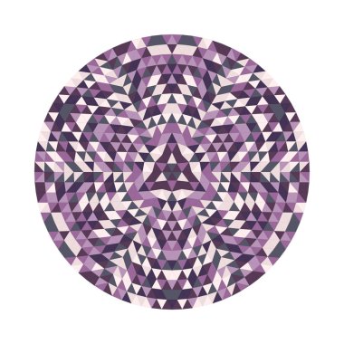 Yuvarlak geometrik üçgen sürekli değişen mandala tasarım sembolü - simetrik vektör desen dijital sanat