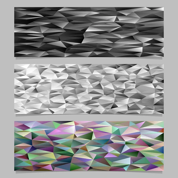 Low Poly unregelmäßige Dreieck Fliese Mosaik Banner Vorlage Hintergrund-Set - trendige Design-Elemente aus Dreiecken — Stockvektor