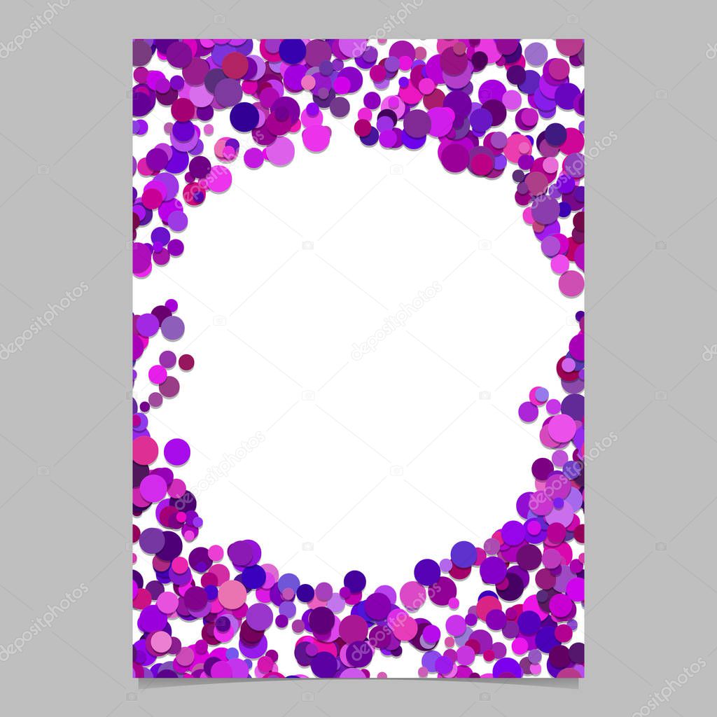 Abstract random dot design page template - trendy vector blank poster border graphic with purple circles