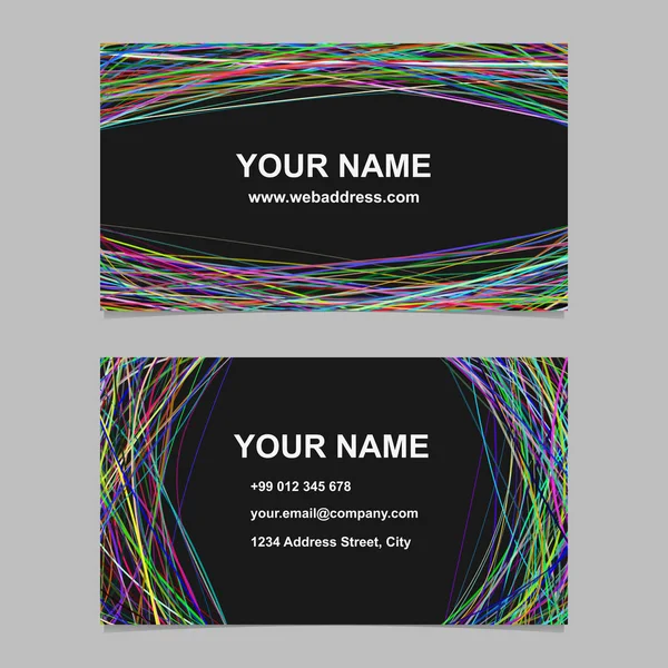 Designset für abstrakte Visitenkarten - Vektor-Corporate-Card-Illustration mit gewölbten Streifen auf schwarzem Hintergrund — Stockvektor