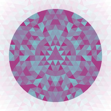 Yuvarlak geometrik üçgen sürekli değişen mandala tasarım sembolü - simetrik vektör desen sanat