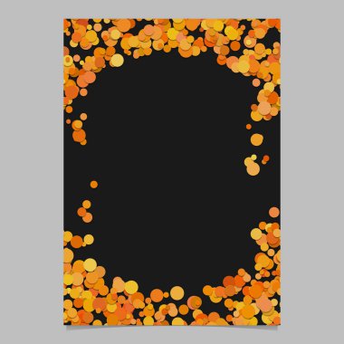 Soyut nokta tasarım sayfa şablonu - vektör boş poster sınır grafiği siyah arka plan üzerine turuncu renk daireler ile