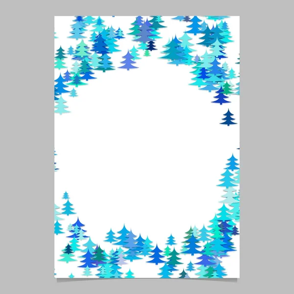 Plantilla de tarjeta de pino estacional aleatoria - página de vector de vacaciones en blanco diseño de fondo de borde de pinos estilizados — Archivo Imágenes Vectoriales